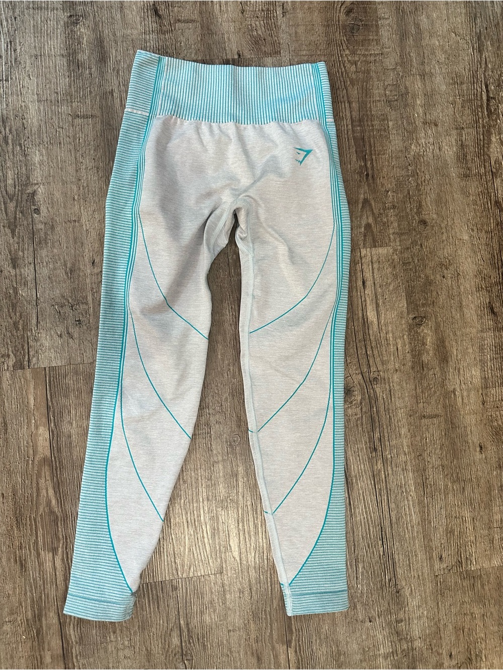 Gymshark Seamless Contour Leggings Light Grey / Turquoise Blue Size Small